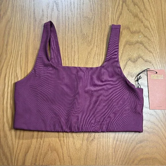 NWT Girlfriend Collective Bra Top Plum Recycled Fabric Scoop Neck – Size M - Picture 2 of 4